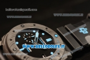 Panerai Submersible All Carbon Fiber With Black Dial Blue Marker Rubber Strap Cal. P9010 1:1 Clone PAM00960(KW)