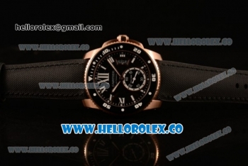 Cartier Calibre de Cartier Diver Swiss ETA 2824 Automatic Rose Gold Case with White Dial and Black Rubber Strap - (H)