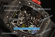 Richard Mille RM35-02 Carbon Fiber With Red Crown Miyota 9015 Movement 1:1 Clone Black Rubber