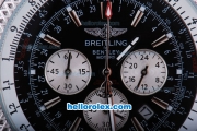 Breitling for Bentley Motors Miyota Chronograph Quartz Movement SS Case with Black Dial and Black Leather Strap