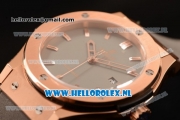 Hublot Classic Fusion 9015 Auto Rose Gold Case with Grey Dial and Grey Leather Strap