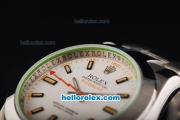 Rolex Milgauss Automatic Movement as the Swiss case with White Dial and Orange Marking