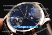 Jaeger-LECoultre Master Calendar 9015 Auto Steel Case with Blue Dial and Black Leather Strap