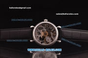 Vacheron Constantin Skeleton Swiss Manual Winding Movement Silver Case with Skeleton Dial and Black Leather Strap