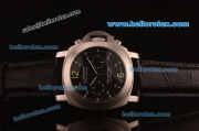 Panerai Chrono Luminor PAM 253 Automatic Steel Case with Black Dial and Black Leather Strap-7750 Coating