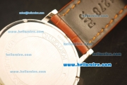 IWC Portugieser Asia 2892 Automatic Steel Case with Silver Dial and Gold Markers-Brown Leather Strap