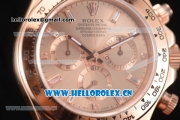 Rolex Cosmograph Daytona Swiss Valjoux 7750 Automatic Rose Gold Case with Rose Gold Dial and Stick Markers Black Leather Strap (BP)