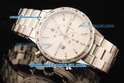 Tag Heuer Carrera Chronograph Miyota Quartz Movement Full Steel with White Dial and Stick Markers