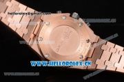 Audemars Piguet Royal Oak Offshore Seiko VK67 Quartz Rose Gold Case/Bracelet with Arabic Numeral Markers and Black Dial