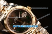 Rolex Datejust 37mm Swiss ETA 2836 Automatic Two Tone with Grey Dial and Green Roman Markers