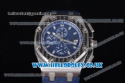 Audemars Piguet Royal Oak Offshore Juan Pablo Montoya Chrono Swiss Valjoux 7750 Automatic Steel Case with Blue Dial Stick Markers and Blue Leather Strap (J12)