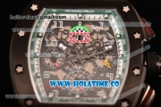 Richard Mille RM005 FM Asia Automatic PVD Case with Skeleton Dial and Green Inner Bezel