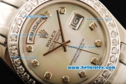 Rolex Day-Date Automatic Movement ETA Coating Case with White MOP Dial and Diamond Markers/Bezel