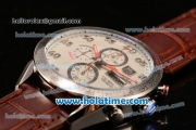 Tag Heuer Carrera Calibre 16 100 Meters Chronograph Quartz Steel Case with White Grid Dial and Brown Leather Strap