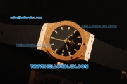 Hublot Classic Fusion Swiss ETA 2824 Automatic Rose Gold Case with Black Dial and Black Rubber Strap - 1:1 Original