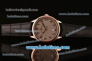 Vacheron Constantin Historiques Chronometre Royal 1907 Miyota Quartz Rose Gold Case with Arabic Numeral Markers Black Leather Strap and Grey Dial