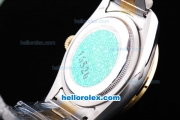 Rolex Datejust Oyster Perpetual Two Tone with Gold Bezel and Blue Rolex Logo Dial