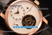 Vacheron Constantin Traditionnelle Tourbillon Manual Winding Rose Gold Case with White Dial and Black Leather Strap