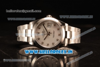 Rolex Datejust Oyster Perpetual Swiss ETA 2836 Automatic Steel Case White Dial With Diamonds Markers Steel Bracelet (BP)