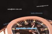 Patek Philippe Aquanaut Swiss ETA 2824 Automatic Rose Gold Case/Strap with Chocolate Dial