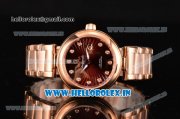 Omega De Ville Ladymatic Swiss ETA 2671 Automatic Full Rose Gold with Brown Stripy Dial and Diamonds Markers Omega De Ville Ladymatic Swiss ETA 2671 Automatic Full Rose Gold with Brown Stripy Dial and Diamonds Markers