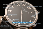 Patek Philippe Calatrava Miyota OS2035 Quartz Steel Case with Arabic Numeral Markers and Black Dial