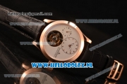 Jaeger-LECoultre Master Tourbillon Manual Winding Rose Gold Case with White Dial and Black Leather Strap