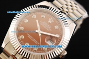 Rolex Datejust II Oyster Perpetual Automatic Movement Full Steel with Brown Dial and Diamond Markers