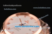 Omega De Ville Co-Axial Swiss ETA 2836 Automatic Rose Gold Case and Strap with White Dial