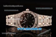 Audemars Piguet Royal Oak 33MM Miyota Quartz Diamonds/Steel Case with Black Dial Stick Markers and Diamonds Bezel (EF)