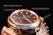 Omega De Ville Ladymatic Swiss ETA 2671 Automatic Full Rose Gold with Brown Stripy Dial and Diamonds Markers