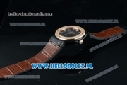 Hublot Classic Fusion Miyota 9015 Automatic Rose Gold Case with Black Dial Stick Markers and Brown Genuine Leather Strap