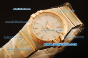 Omega Constellation Swiss Quartz Steel Case with Rose Gold Bezel and White MOP Dial-Rose Gold Stick Markers