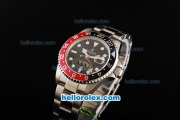 Rolex GMT-Master II Swiss ETA 2836 Automatic Movement Full Steel with Black/Red Bezel and White Markers