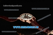 Roger Dubuis Excalibur 36 Miyota 9015 Automatic Rose Gold Case Black Dial With Roman Numeral Markers Brown Leather Strap