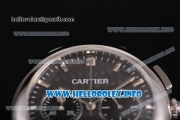 Cartier Rotonde De Chrono Miyota Quartz Steel Case with Black Carbon Fiber Dial and Silver Stick Markers