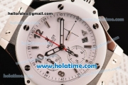 Hublot Big Bang Clone HUB4100 Automatic Steel Case with White Ceramic Bezel and White Dial - 1:1 Original (TW)