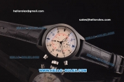 IWC Pilot's Chronograph Miyota Quartz PVD Case with White Dial and Black Leather Strap