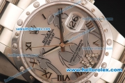 Rolex Datejust Asia 2813 Automatic Full Steel Case with Diamond Bezel and White MOP Dial-SS Strap