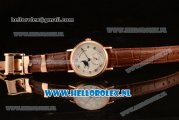 Breguet Classique Moonphase 9015 Auto Rose Gold Case with White Dial and Brown Leather Strap