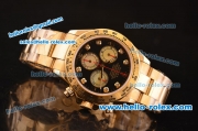 Rolex Daytona Swiss Valjoux 7750-SHG Automatic Gold Case/Strap with Black Dial and Diamond Markers