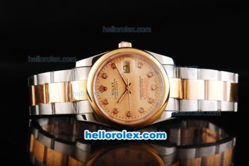 Rolex Datejust Automatic Movement Two Tone with Diamond Markers and Gold Dial