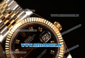 Rolex Datejust 37mm Swiss ETA 2836 Automatic Two Tone with Black Dial and Diamonds Markers