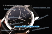 Vacheron Constantin Patrimony Swiss ETA 2824 Automatic Steel Case with Black Leather Strap Black Dial and Diamond Markers