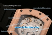 Richard Mille Felipe Massa Flyback Chrono Swiss Valjoux 7750 Automatic Rose Gold Case with Numeral Markers Black Rubber Bracelet and Skeleton Dial