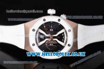 Audemars Piguet Royal Oak Concept Japanese Miyota OS20 Quartz Rose Gold Case with Skeletoon Dial and White Rubber Strap (EF)