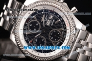 Breitling Bentley Motors Chrono Swiss Valjoux 7750 Automatic Steel Case/Bracelet with Black Dial and Silver Stick Markers (BP)