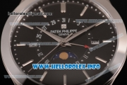 Patek Philippe Grand Complications Perpetual Calendar Miyota Quartz Steel Case with Black Dial and Silver Stick Markers