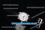 IWC Ingenieur Clone IWC 52010 Automatic Steel Case with White Dial Stick Markers and Black Leather Strap