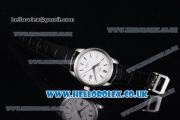 IWC Ingenieur Clone IWC 52010 Automatic Steel Case with White Dial Stick Markers and Black Leather Strap